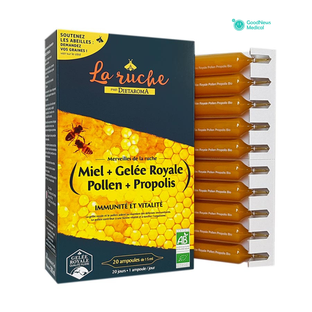dietaroma la ruche miel+ gelee royale+ pollen+ propolis _ gnp Immunité _ gelée royale bio _ propolis bio _ pollen bio _ miel bio