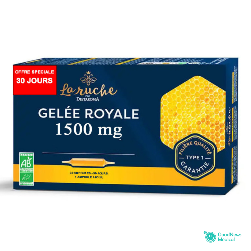 Ingrédients issus de l'agriculture biologique Dietaroma La Ruche Gelée Royale 1500mg 30*15 Ampoules Bio