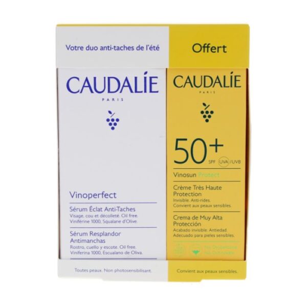 CAUDALIE DUO VINOPERFECTT SERUM ECLAT ANTI TACHE ET VINO SUN PROTECT CREME INVISIBLE SPF 50 +