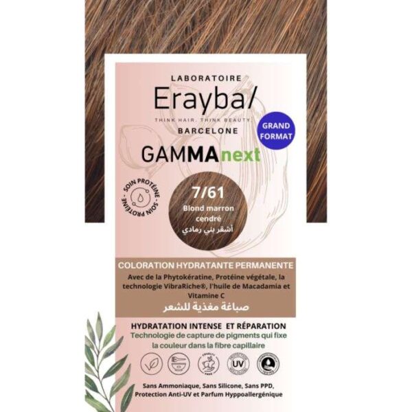 ERAYBA NEXT COLORATION HYDRATANTE PERMANENTE N7-61 BLOND MARRON CENDRE
