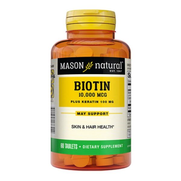 MASON NATURAL BIOTIN 10000 MCG PLUS KERATIN 100 MG 60 COMPRIMES