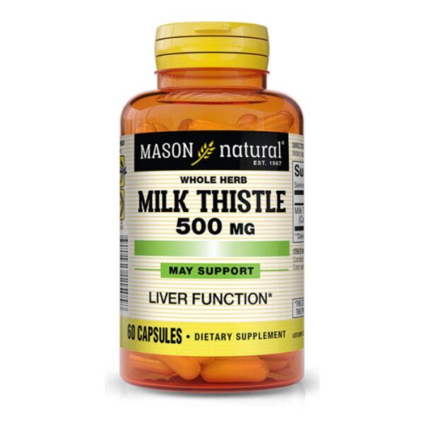 MASON NATURAL WHOLE HERB MILK THISTLE 500 MG 60 CAPSULES