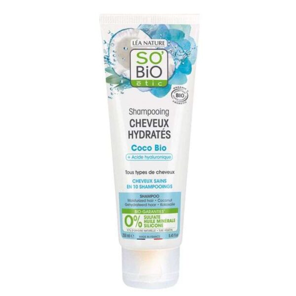 SO BIO SHAMPOING CHEVEUX HYDRATES COCO BIO + ACIDE HYALURONIQUE 250 ML