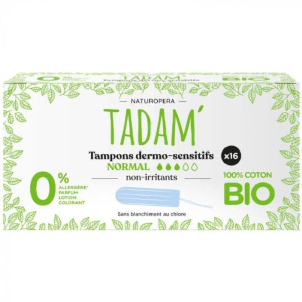 TADAM TAMPONS DERMO SENSITIFS NORMAL COTON BIO X16
