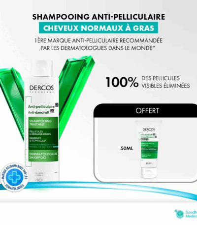 Pack Voyage Dercos Vichy Shampoing Anti Pelliculaire Cheveux Normaux à Gras 50ml + 200ml-png-marrakech